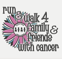 run and walk for family and friends with cancer animated flower behind